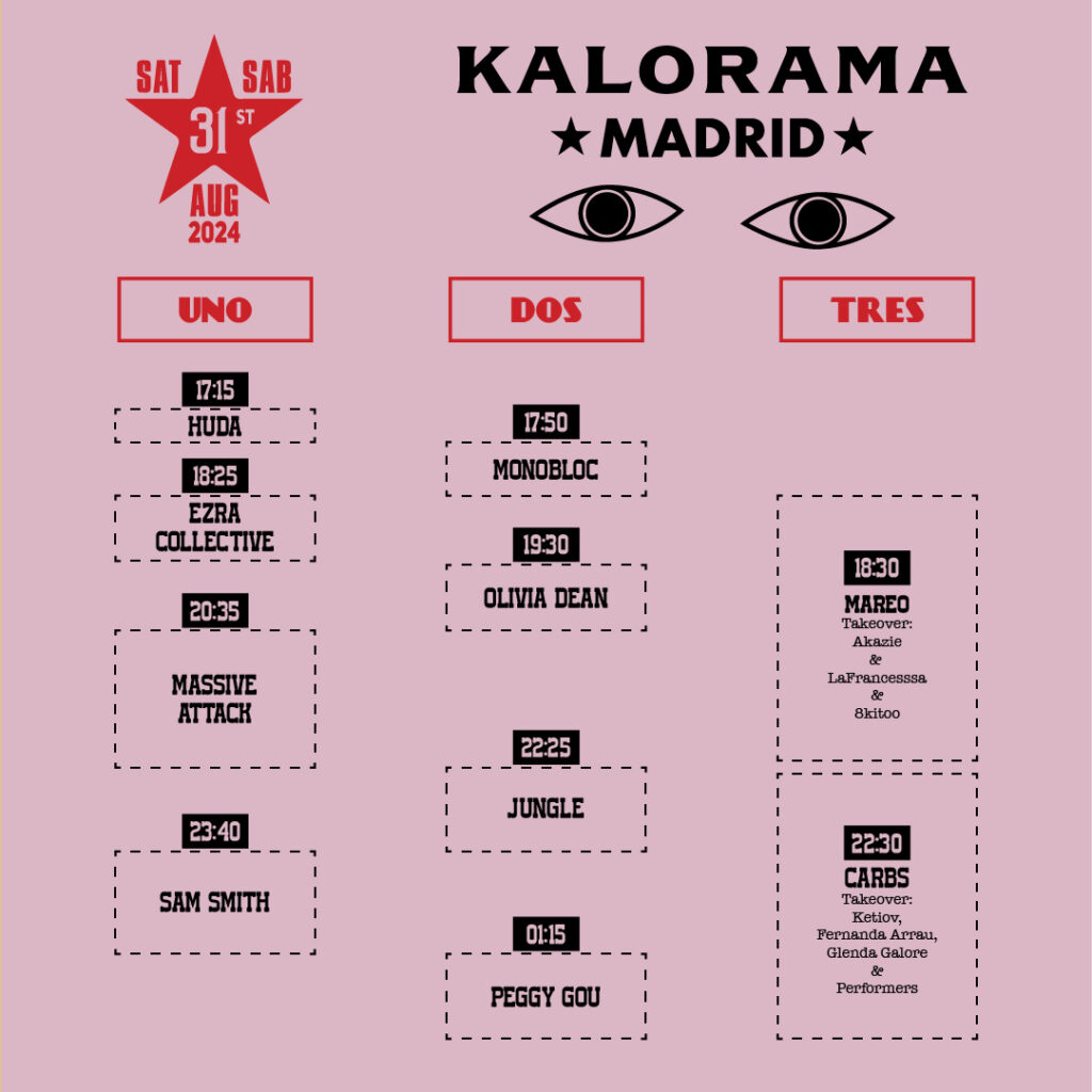 Horario del sábado de KALORAMA Madrid.